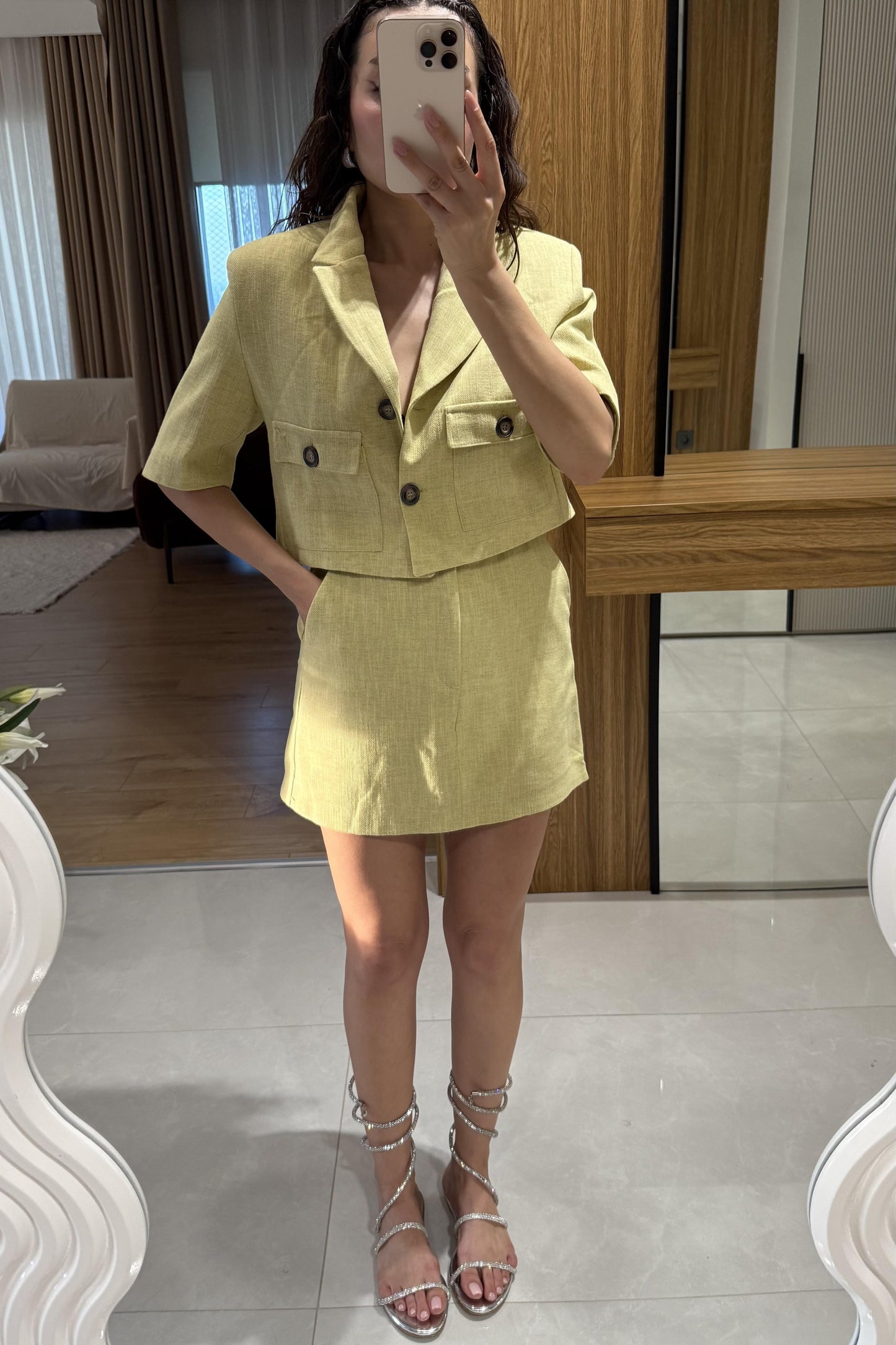 Olimpia Keten Şort Etekli Takım