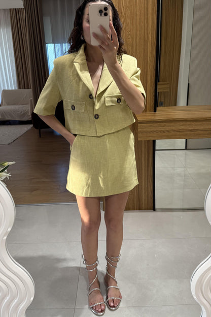 Olimpia Keten Şort Etekli Takım