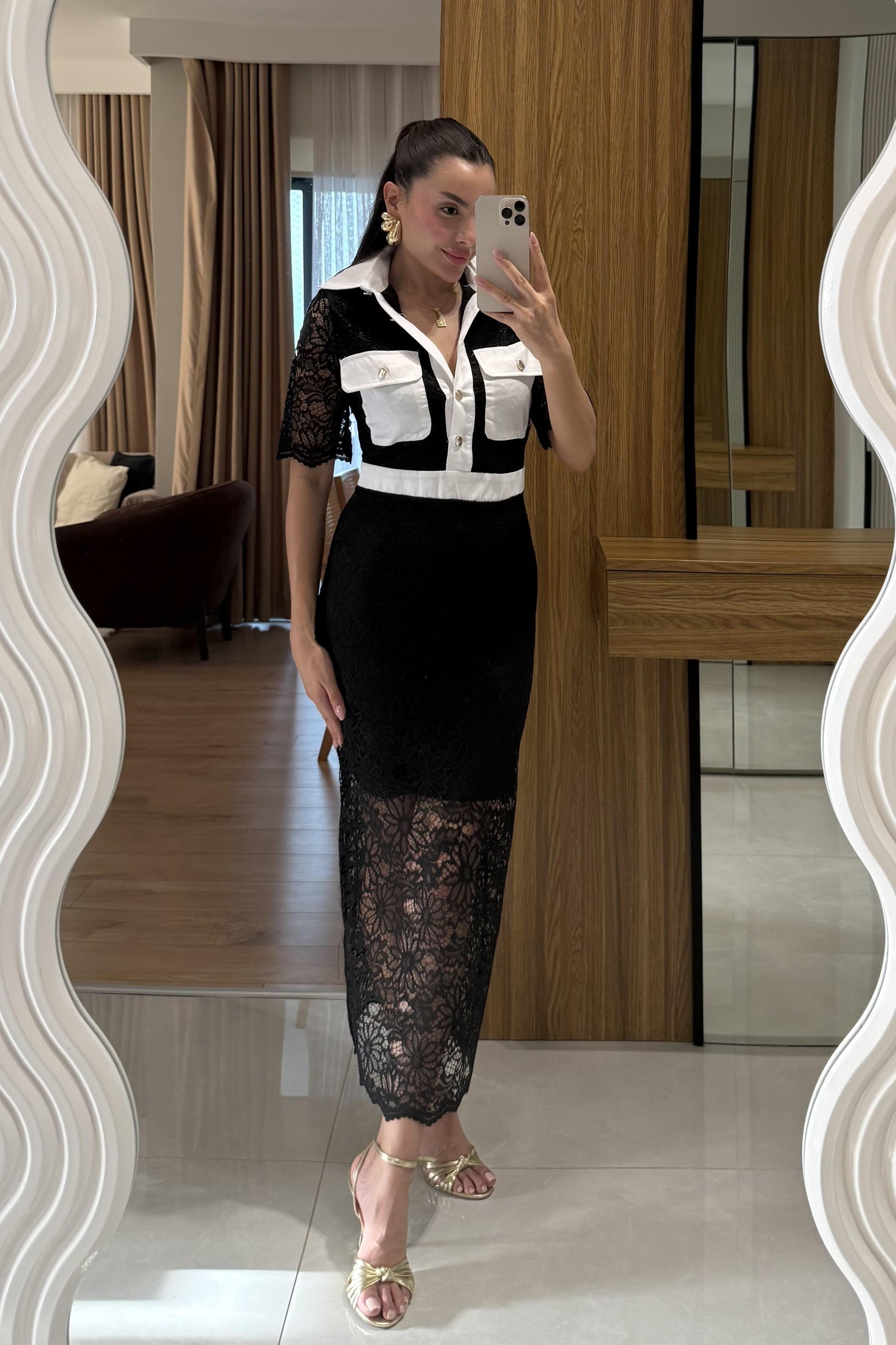 Olyvia Siyah Dantel Elbise