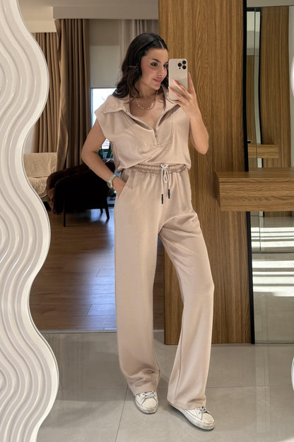 Orelia Bej Fermuarlı Modal Takım