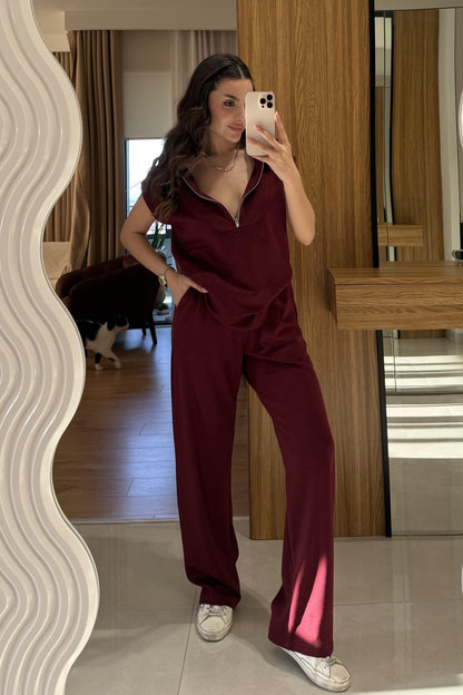Orelia Bordo Fermuarlı Modal Takım