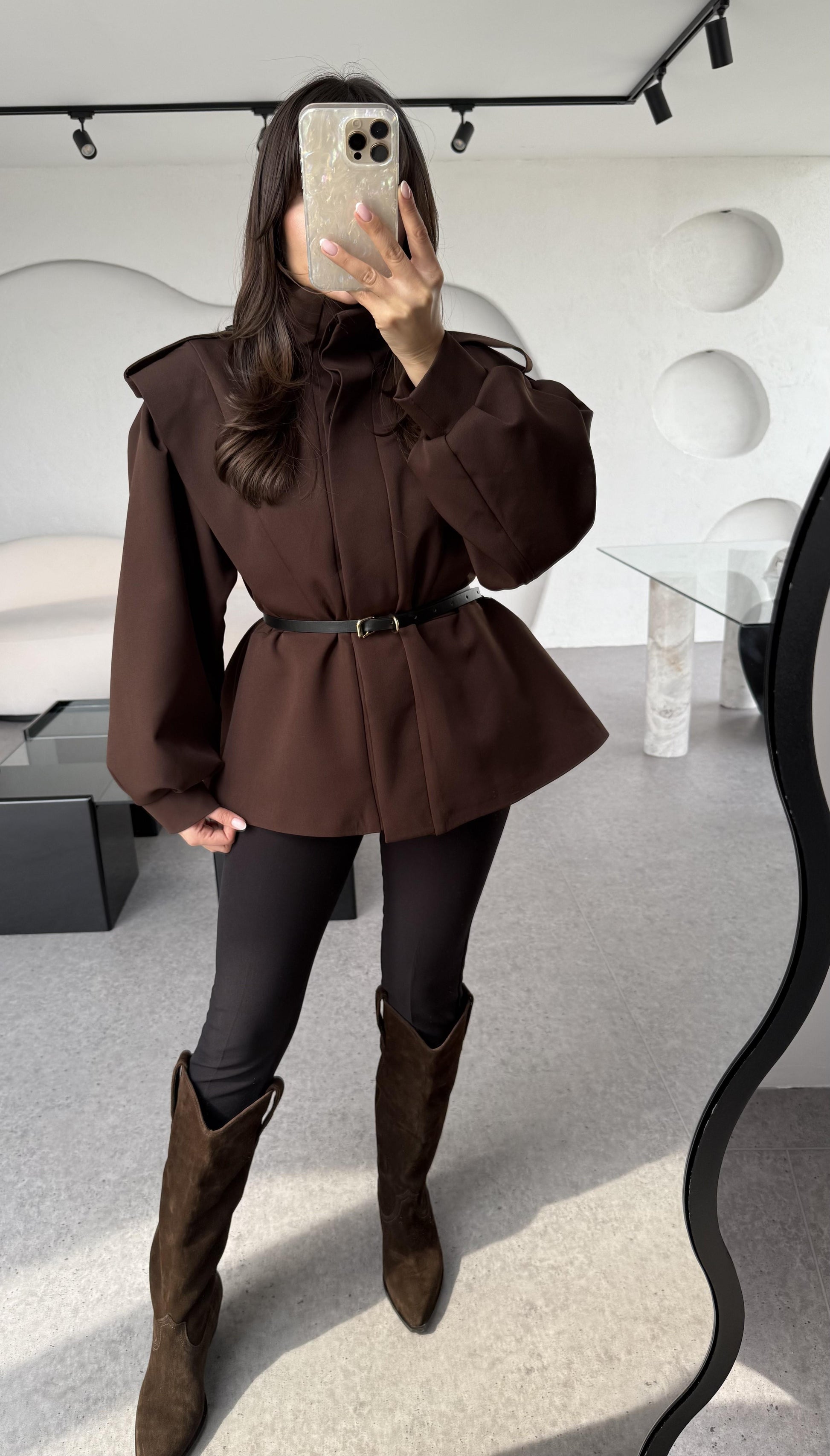 Oriana Acı Kahve Vatkalı Tasarım Ceket