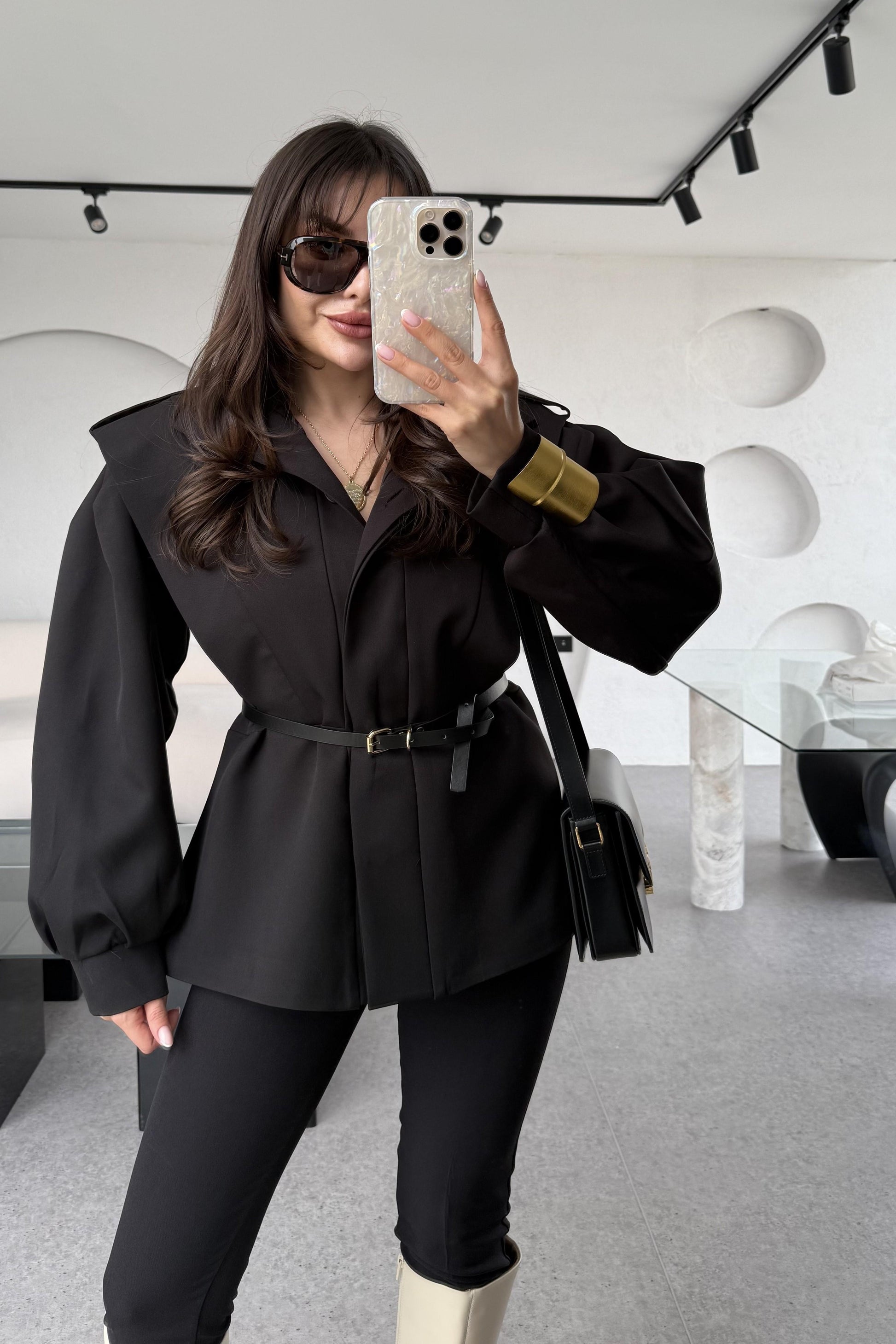 Oriana Siyah Vatkalı Tasarım Ceket