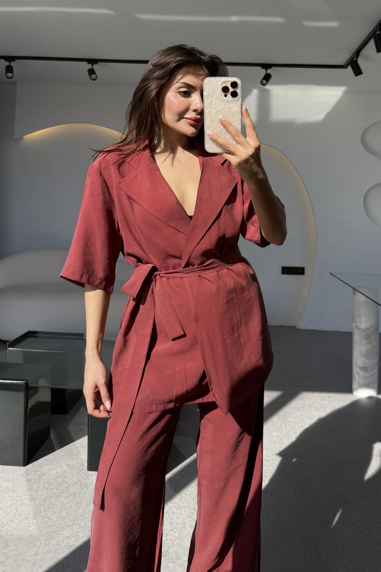 Oriel Bordo Bağlamalı Tensel Takım