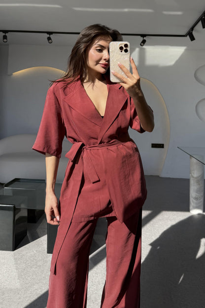 Oriel Bordo Bağlamalı Tensel Takım