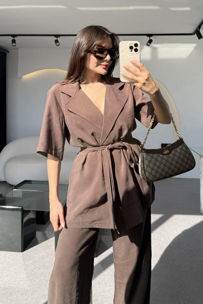 Oriel Kahve Bağlamalı Tensel Takım