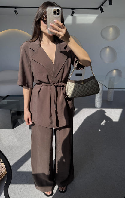 Oriel Kahve Bağlamalı Tensel Takım