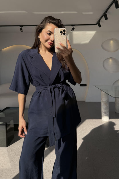 Oriel Lacivert Bağlamalı Tensel Takım