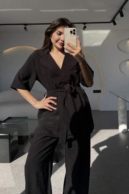 Oriel Siyah Bağlamalı Tensel Takım