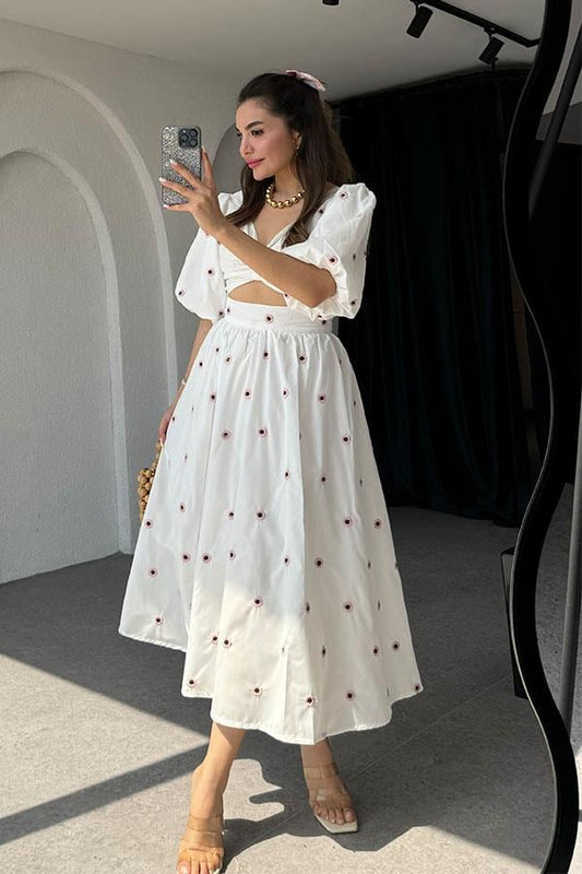 Orion Pembe Çiçek Nakışlı Crop Etek Takım