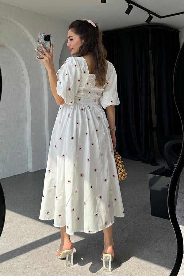 Orion Pembe Çiçek Nakışlı Crop Etek Takım