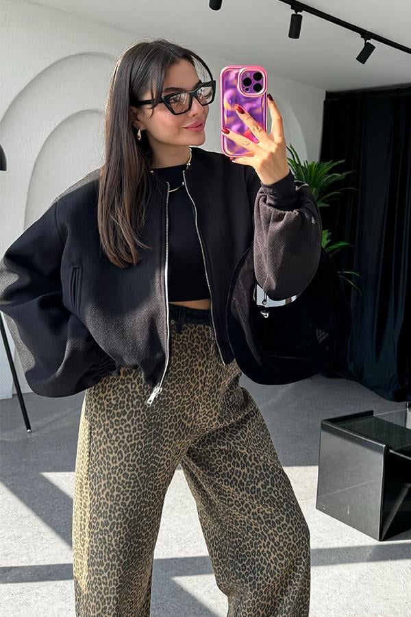 Osvaldo Siyah Kaşe Kaban