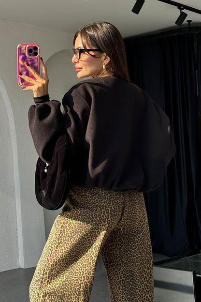 Osvaldo Siyah Kaşe Kaban