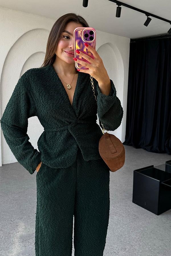 Otis Bağlamalı Dokulu Zümrüt Takım