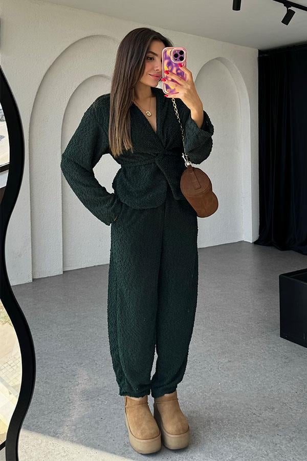 Otis Bağlamalı Dokulu Zümrüt Takım