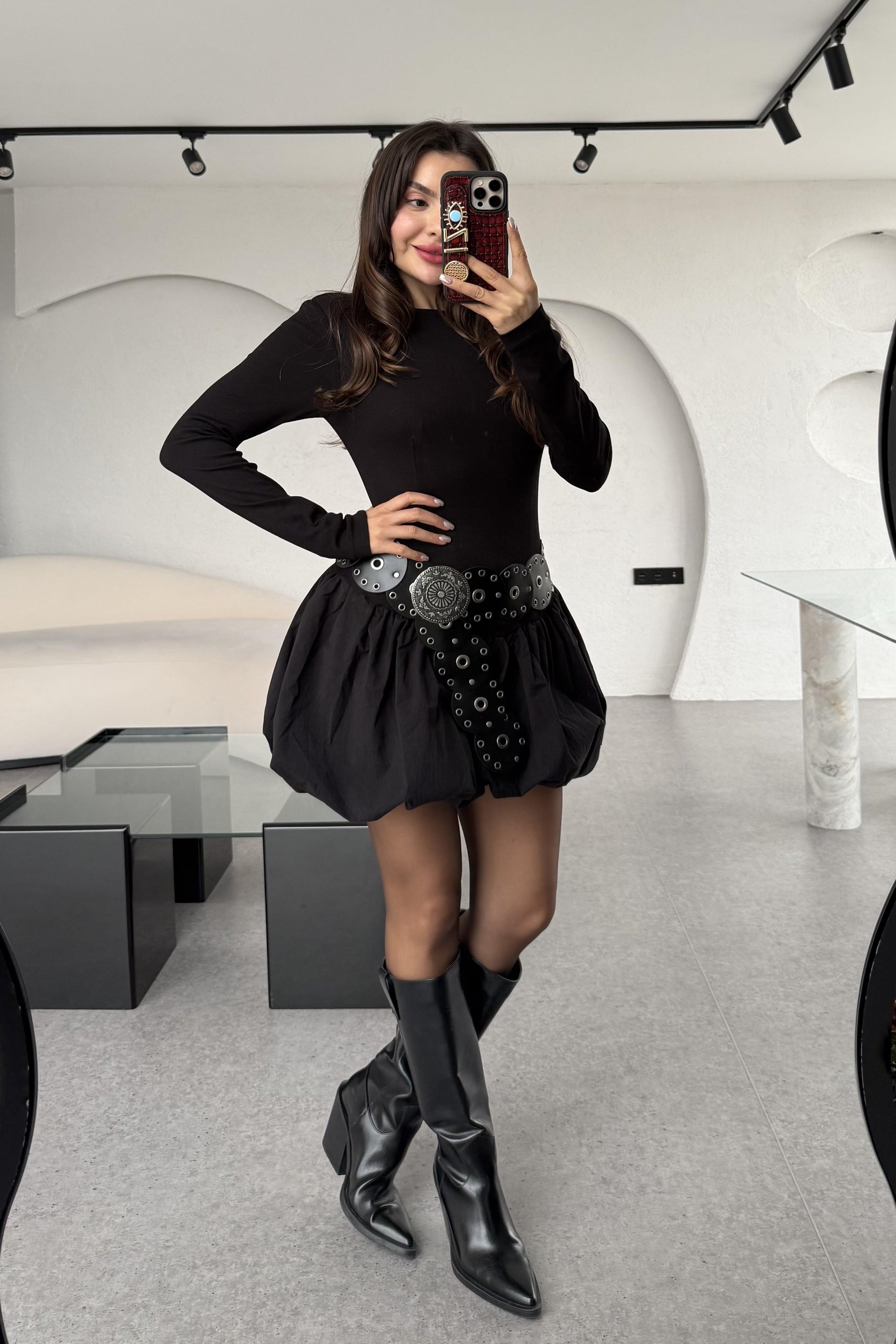 Ottawa Siyah Balon Elbise