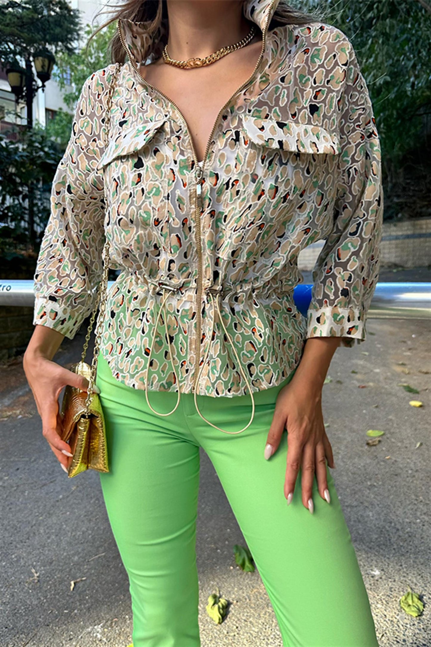 Padrino bel lastikli tül ceket