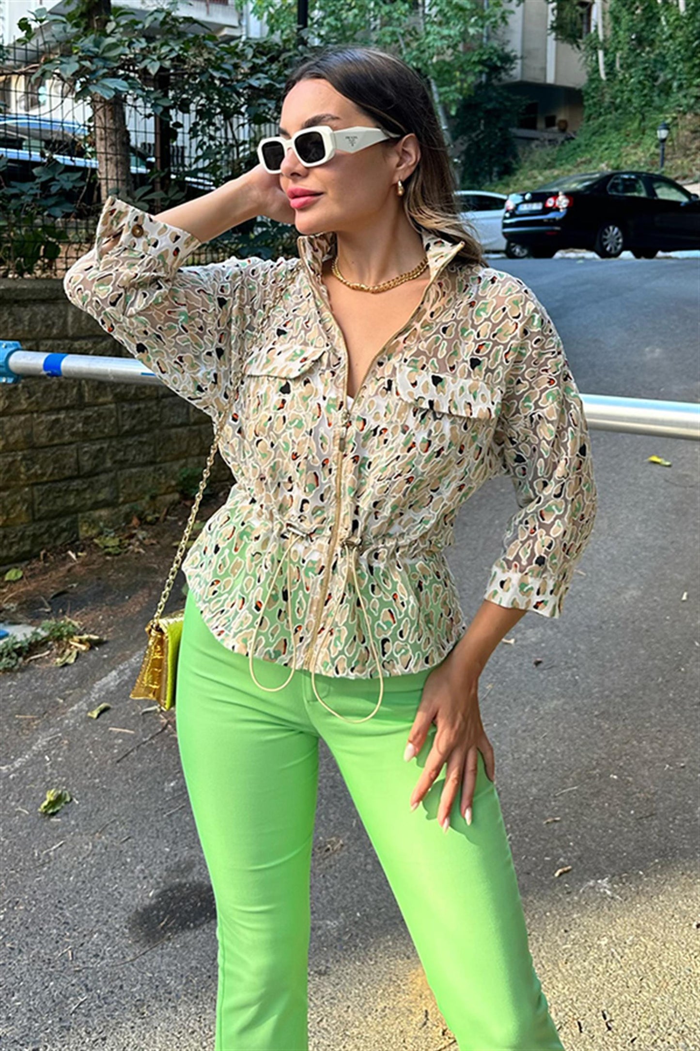 Padrino bel lastikli tül ceket