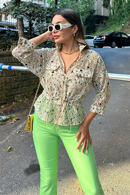 Padrino bel lastikli tül ceket