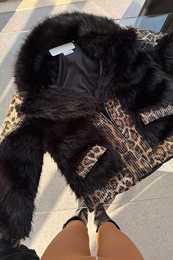 Panthera Siyah Pulpayet Detaylı Premium Kürk Kaban