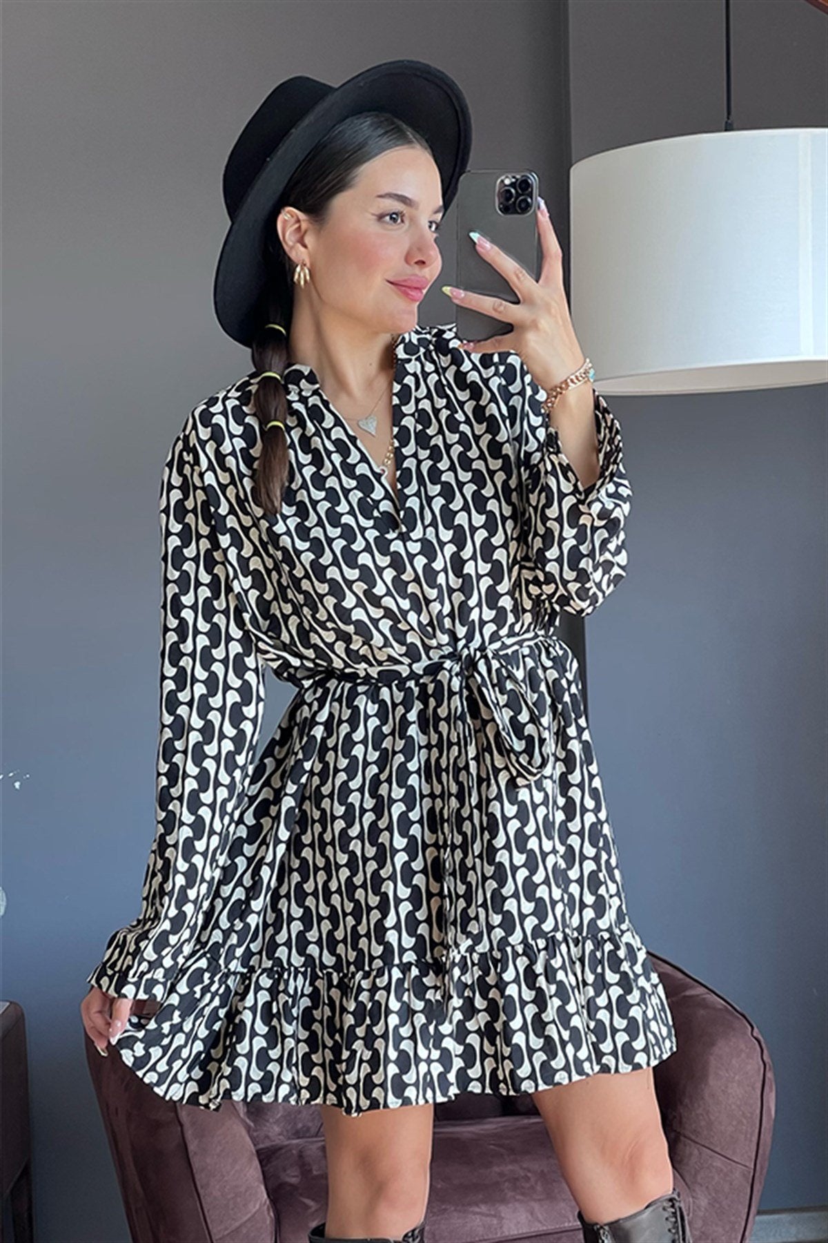 Patience karo desenli çıtır elbise