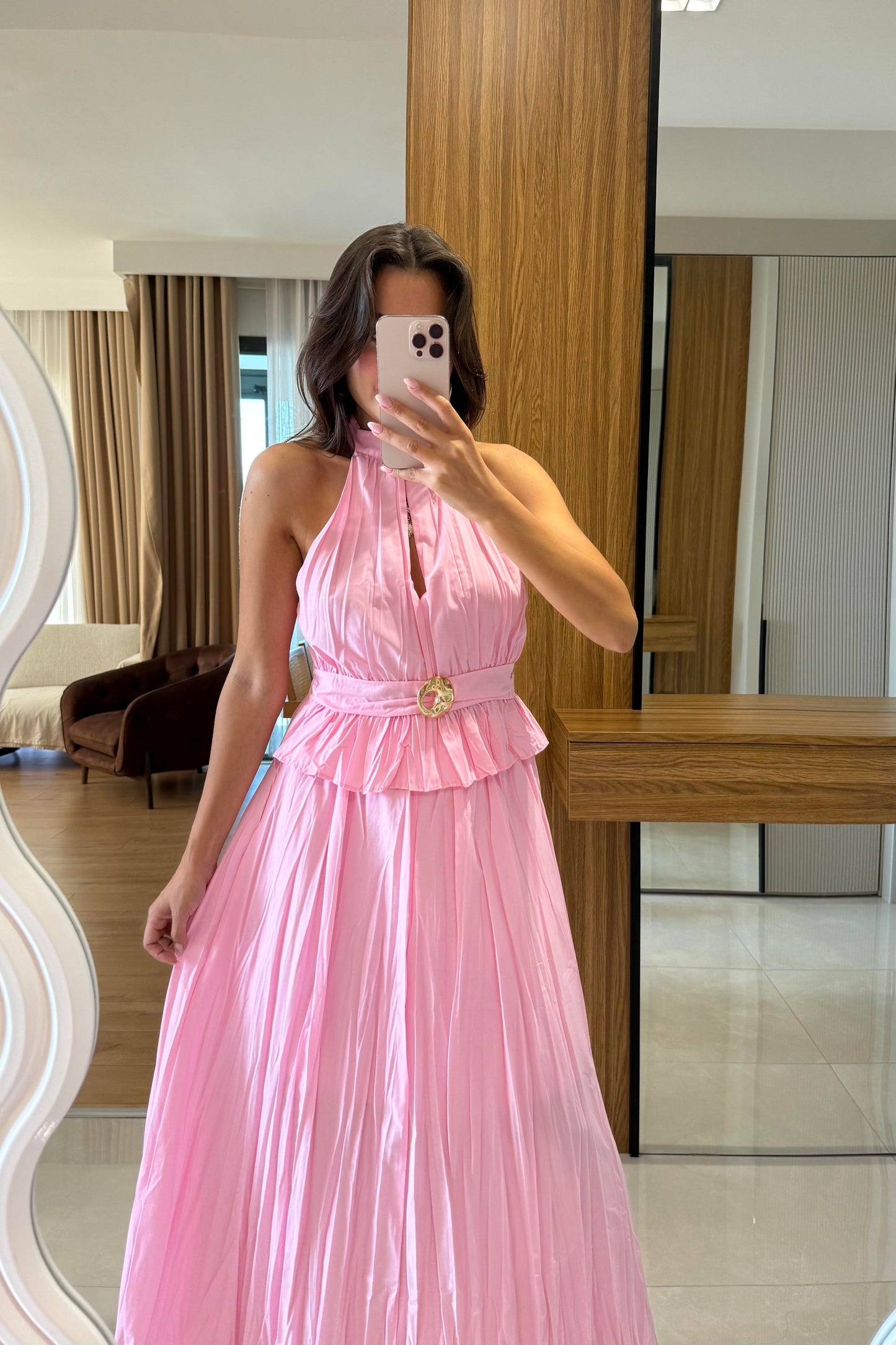 Pearce Pembe Gold Tokalı Etekli Takım