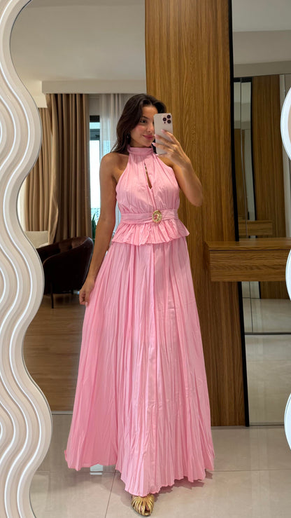 Pearce Pembe Gold Tokalı Etekli Takım