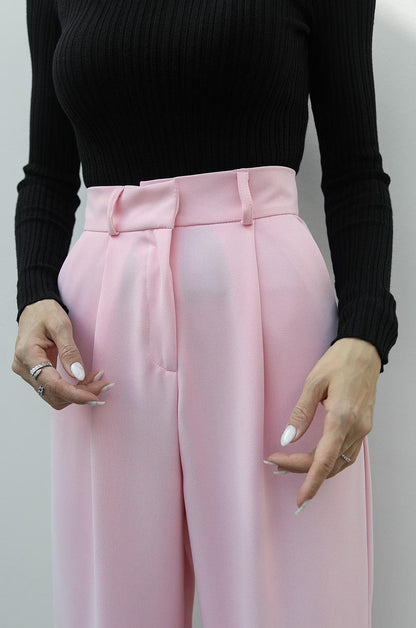 PEMBE DÖKÜMLÜ PALAZZO PANTOLON