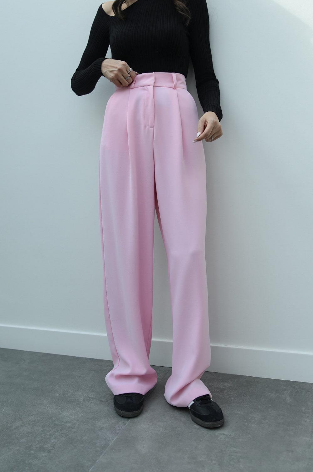 PEMBE DÖKÜMLÜ PALAZZO PANTOLON