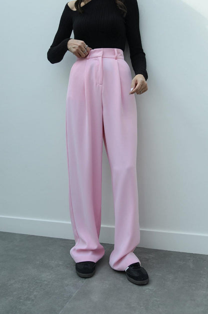 PEMBE DÖKÜMLÜ PALAZZO PANTOLON