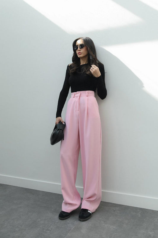 PEMBE DÖKÜMLÜ PALAZZO PANTOLON