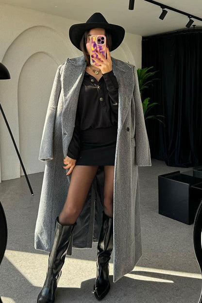 Penelope Yumoş Premium Gri Kaban