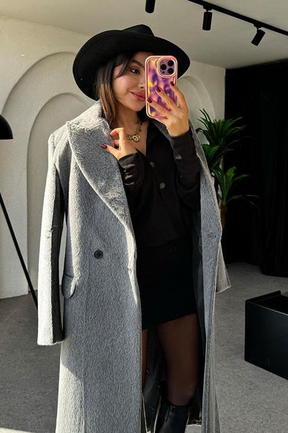 Penelope Yumoş Premium Gri Kaban