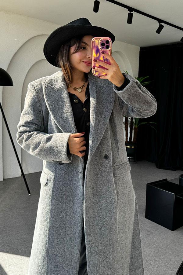 Penelope Yumoş Premium Gri Kaban