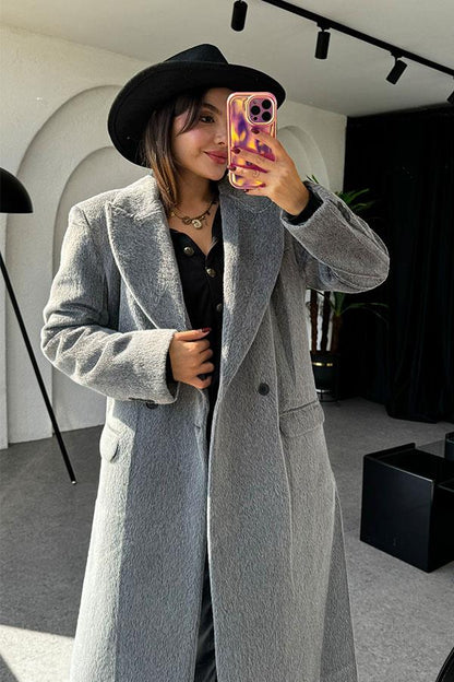 Penelope Yumoş Premium Gri Kaban