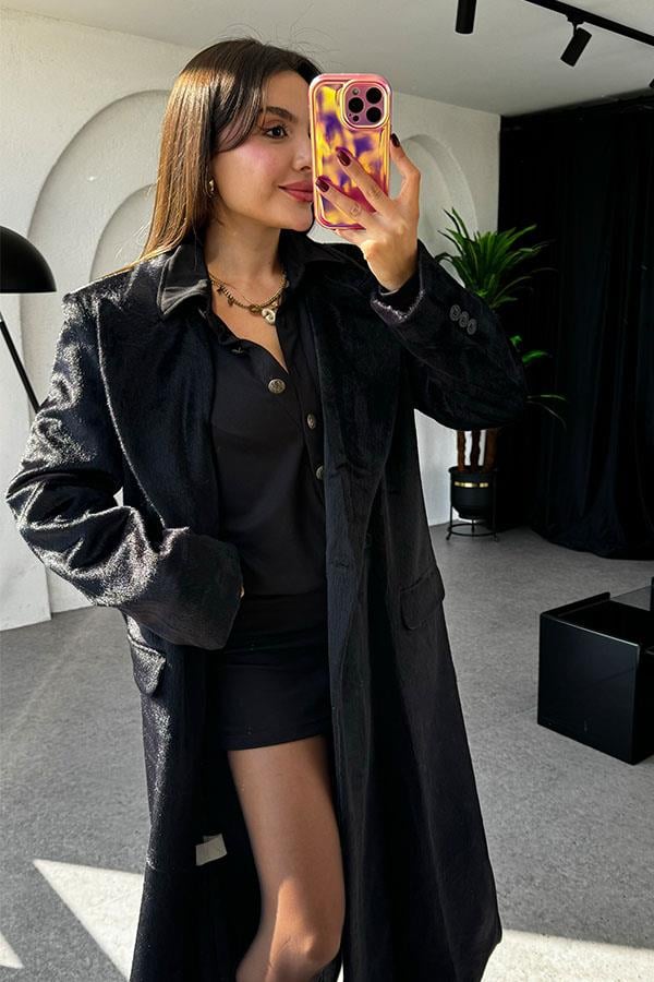 Penelope Yumoş Premium Siyah Kaban