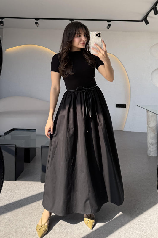 Peony Yarım Kollu Maxi Balon Elbise