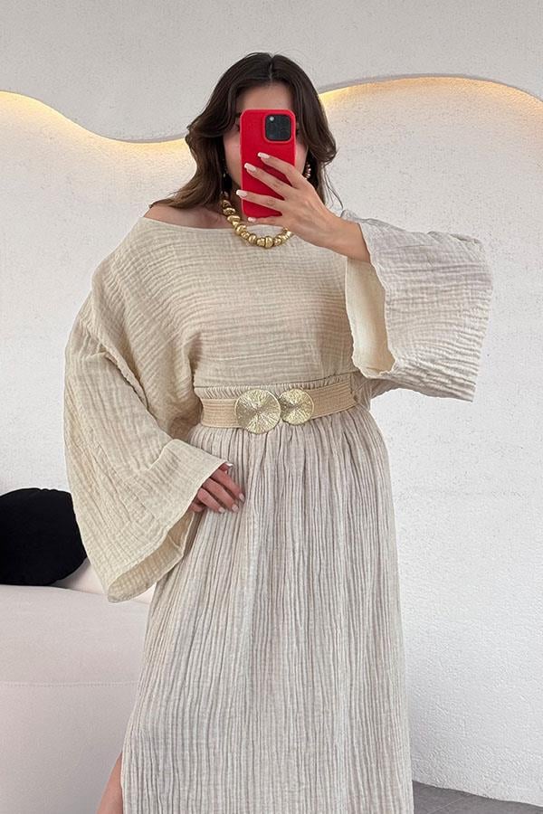 Perfidia Müslin Etekli Takım-Krem