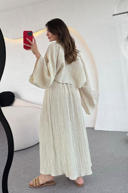 Perfidia Müslin Etekli Takım-Krem