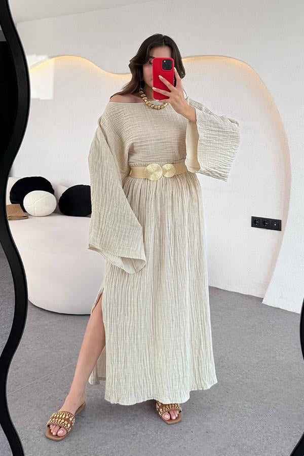 Perfidia Müslin Etekli Takım-Krem