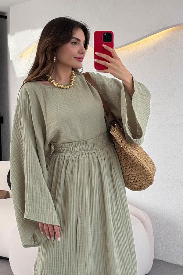 Perfidia Müslin Etekli Takım-Yeşil