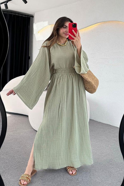 Perfidia Müslin Etekli Takım-Yeşil