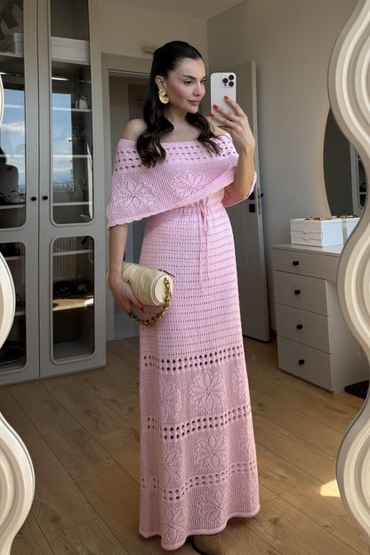 Piers Toz Pembe Madonna Yaka Triko Elbise