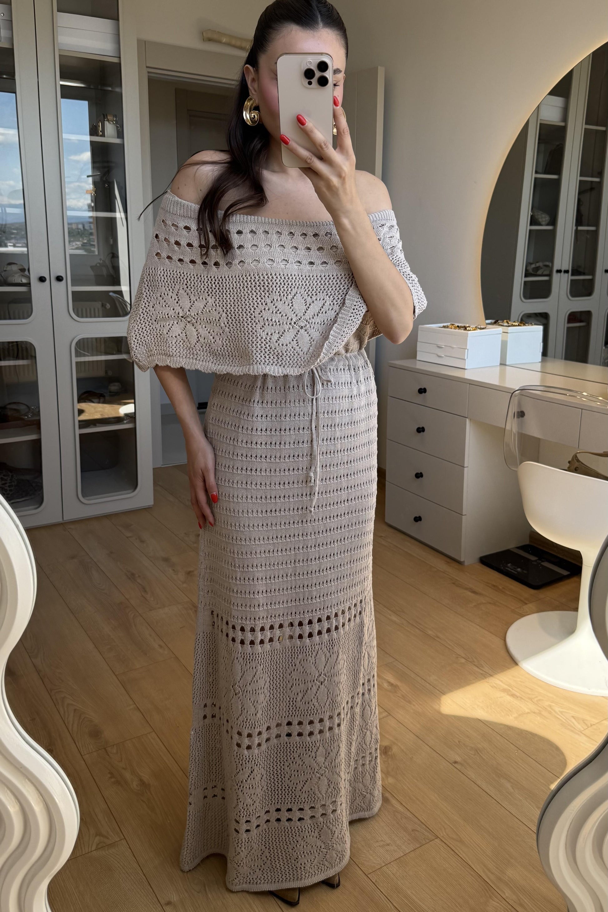 Piers Vizon Madonna Yaka Triko Elbise