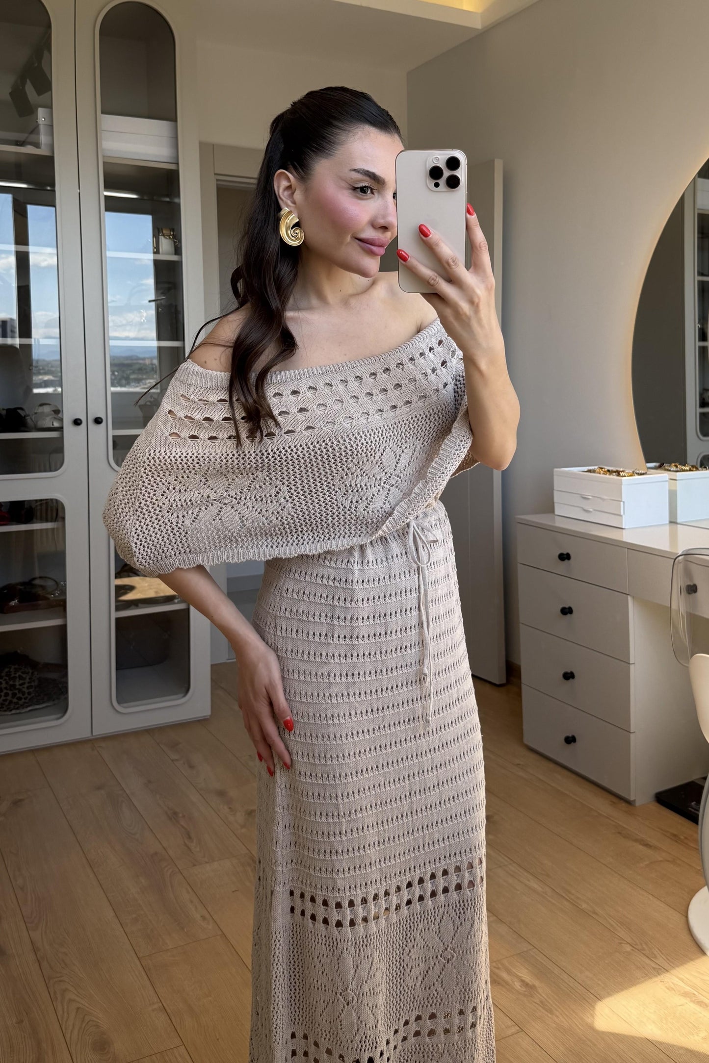 Piers Vizon Madonna Yaka Triko Elbise