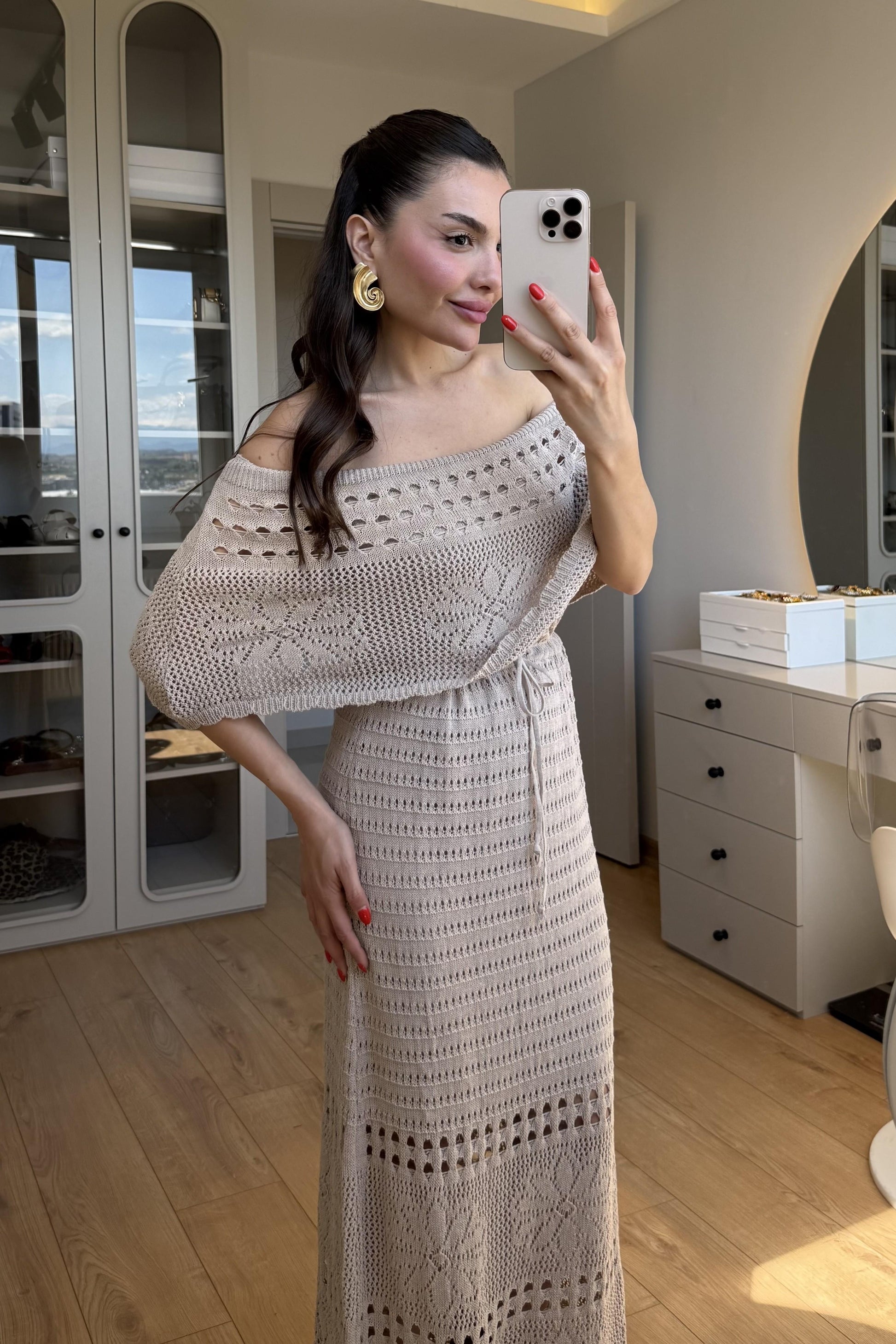 Piers Vizon Madonna Yaka Triko Elbise