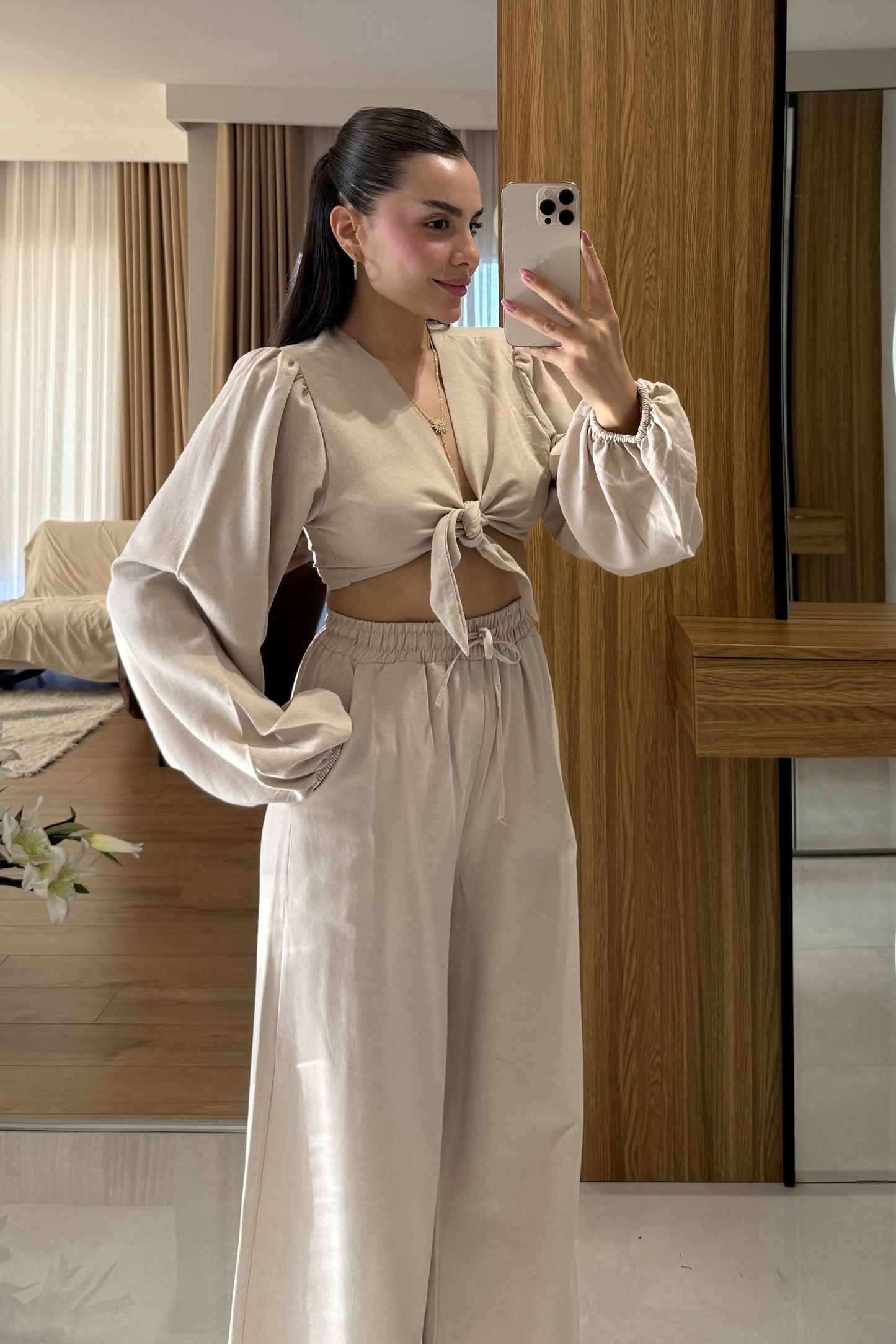 Pietro Bej Bağlamalı Keten Takım