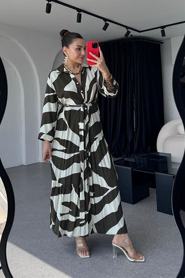 Pilar Zebra Desen Gömlek Elbise
