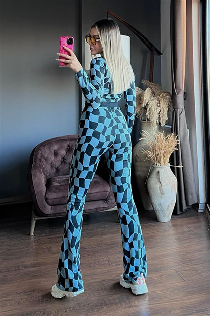 Pull and Bear dama desenli ikili takım