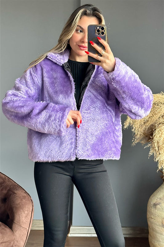 Purple peluş tasarım ceket